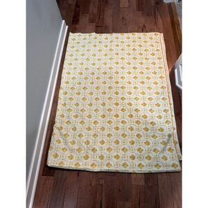 Vintage Sears Robeck Yellow Foral Flat Sheet 72 x 104 Fine Muslin